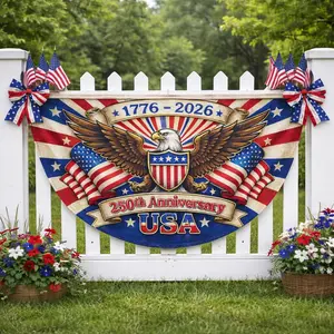 America 250th Anniversary Fan Flag, Semiquincentennial 1776-2026 Patriotic Eagle Outdoor Banner, 250 Years USA, July 4th Independence Day