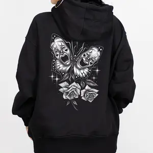 Smile and Butterfly Chicano Clothing Lowrider Chicana Art Gangster Cholo Outfit Cotton Fabric Unisex Hoodie 1710 1 Casual Streetwear