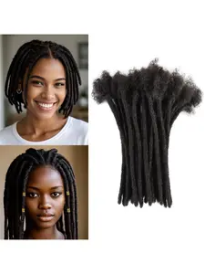Interlocking Loc Extensions Human Hair for Women Men Full Handmade Permanent Dreads Locs, 0.6cm Width 100% Human Hair Dreadlock Extensions, Soft Human Hair Dreads Extensions, Natural Black (4-16 inch 10-100 Strands, 1B 0.6cm)