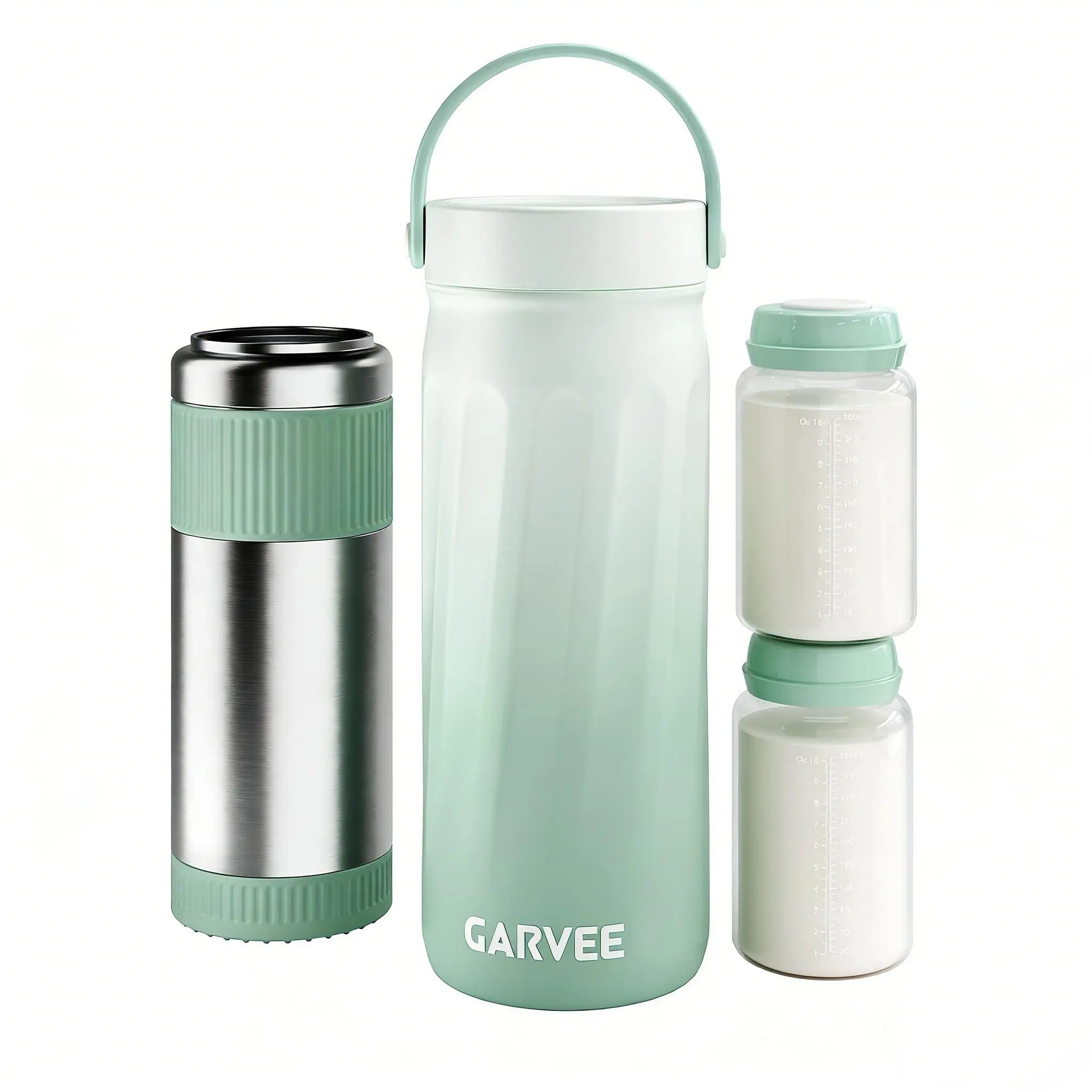 GAOMON Green Portable Breast Milk Cooler with 360° Surround Cooling, 24H Long-Lasting Cooling, 2x10oz Baby Bottles, 316 Stainless Steel Chiller, Food-Grade BPA-Free Materials, Leakproof Portable Bottle Warmer for Pumping, Daycare, Working Moms