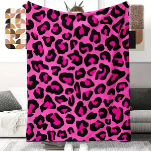 Pink leopard flannel blanket - soft, warm and lightweight Valentine's Day gift