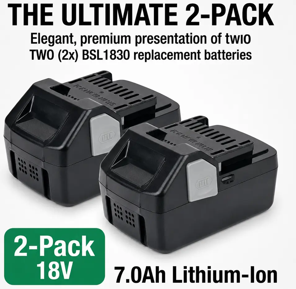 2-Pack Upgraded 7.0Ah Replacement Battery for Hitachi 18V Li-ion, Compatible with BSL1830 BSL1815 BSL1840 Cordless Power Tools