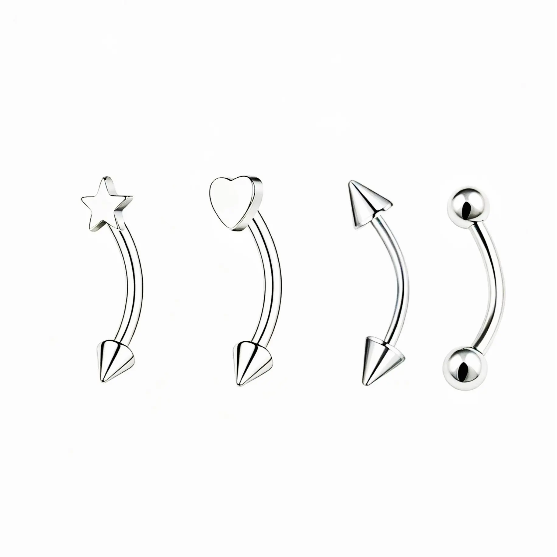 4PCS Titanium Rook Rings Set Eyebrow Ring