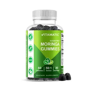 Vitamatic Sugar-Free Moringa Gummies - 10000 mg per Serving - 60 Pectin-Based Gummies - Essential Minerals Supplement - Clean Fitness - Multicolor Flavors - Non-GMO & Gluten-Free - Natural & Vegan