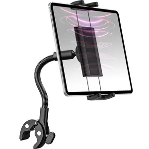 Tablet Holder, Gooseneck Tablet Clip, Indoor Sports Fitness Holder, Entertainment Fitness Bike Handlebar Clamp Gooseneck Tablet Holder for 4-13" Devices