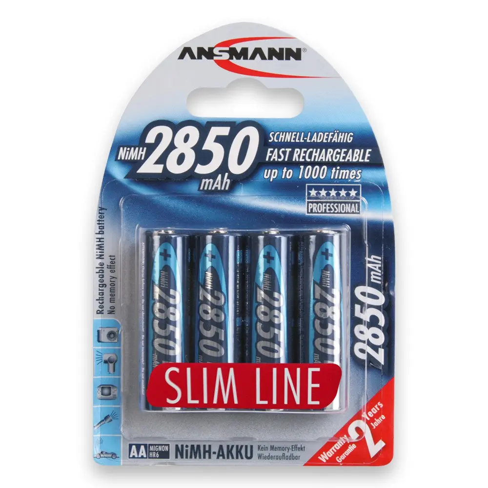 Ansmann AA 2850mah 4-pack Slimline Rechargeable Batteries For Wireless Mics & IEM's Accessories Devices