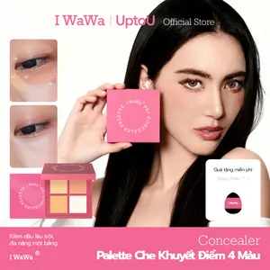 【I WaWa】 A 4-Color Concealer Palette + Free Puff | Adjusts Skin Tone Evenly, Highlights, and Contours | Covers Under-Eye Dark Circles and Acne