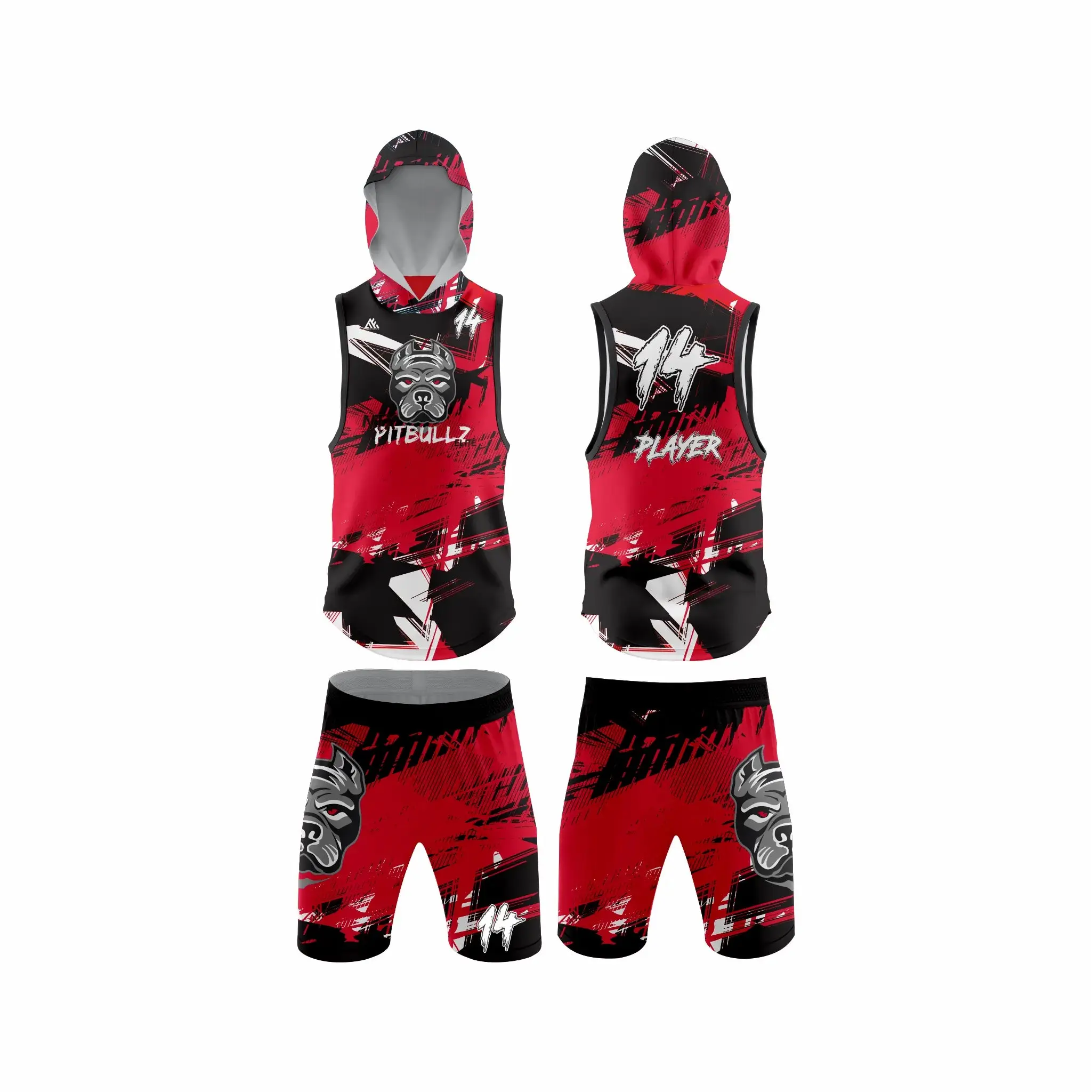 Pitbull Black 7v7 Flag Football Uniform - Sleeveless, Lightweight, Moisture-Wicking Polyester, Customizable Team Colors, Logos, Names & Numbers, Youth & Adult Sizes, Fierce Design, Reinforced Stitching