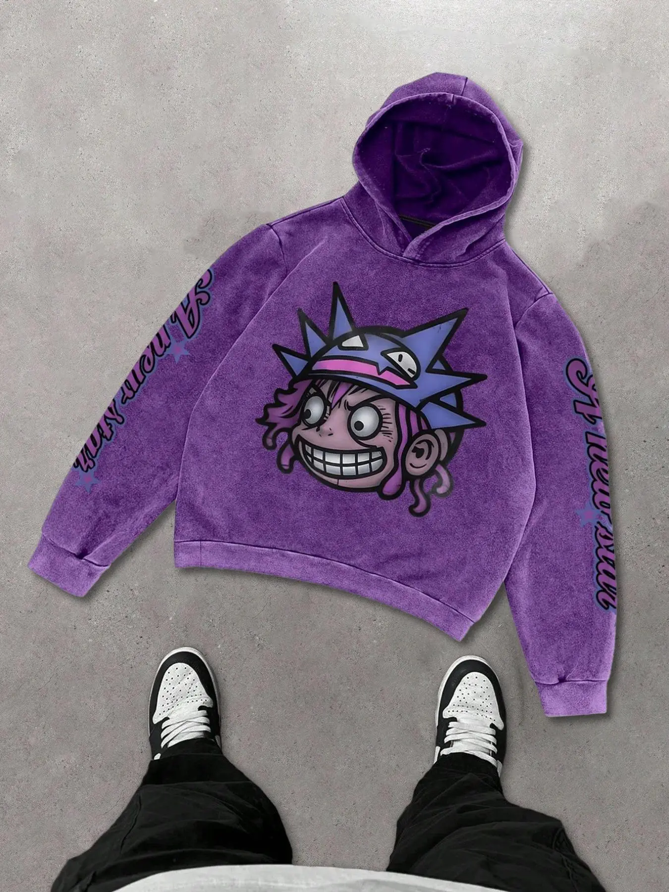 Men's Letter & Face Print Hoodie, Cartoon Print Sweatshirt, Casual Loose Graphic Hooded Sweatshirt for Spring & Fall, Fashion Men's Top for Daily Wear, Streetwear Sweatshirt, Graphic Hoodies