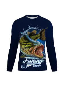 Fishing shirt for men, summer outdoor fishing suit, sun protection long sleeved 3D printed casual shirt, UV resistant quick drying fishing shirt, Fishing Clothes