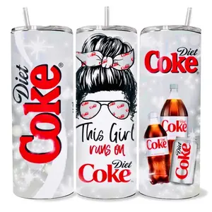 This Girl Runs on Coke Diet 20 oz Tumbler - BPA Free, stainless steel, Leak proof, durable, with clear lid