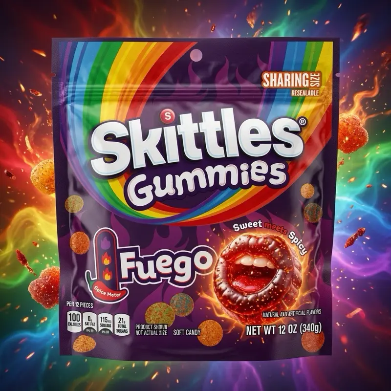 Skittles Fuego Sugar-Based Gummies - US Sweet-Spicy Assorted Packaged Snack Foods, 12oz Chewable Prepackaged Candy Treat for All Ages, Prepacked Bag