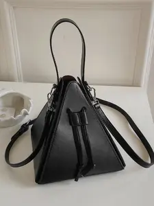 Women's Triangle Bag with Drawstring Design, Fashionable Casual Handbag, Daily Single Shoulder Crossbody Bag for Ladies