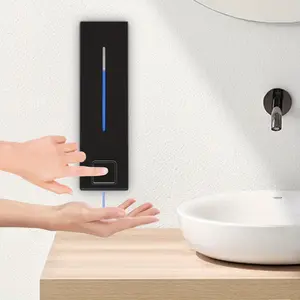 1pc Large Capacity 600ml Black& Golden Wall-Mounted Soap Dispenser, Bathroom Accessory, with Anti-Drip System, Drilling-installation, One-Touch Operation, Durable ABS Plastic for Kitchen, Bathroom, Commercial Use, Compatible with Hand Soap