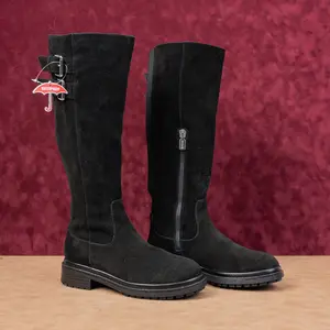 Blondo Women Reagan Waterproof Black Suede Stretch Moto Knee Boots sz 7