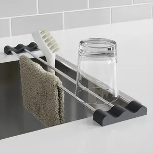 Tomorotec Adjustable Over-The-Sink Kitchen Rack for Dishcloths, Sponges and Brushes Stainless Steel Silicone Holder finnish drying rack organizer