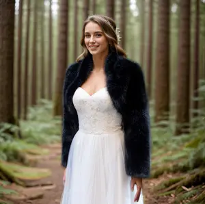 Black faux fur bolero