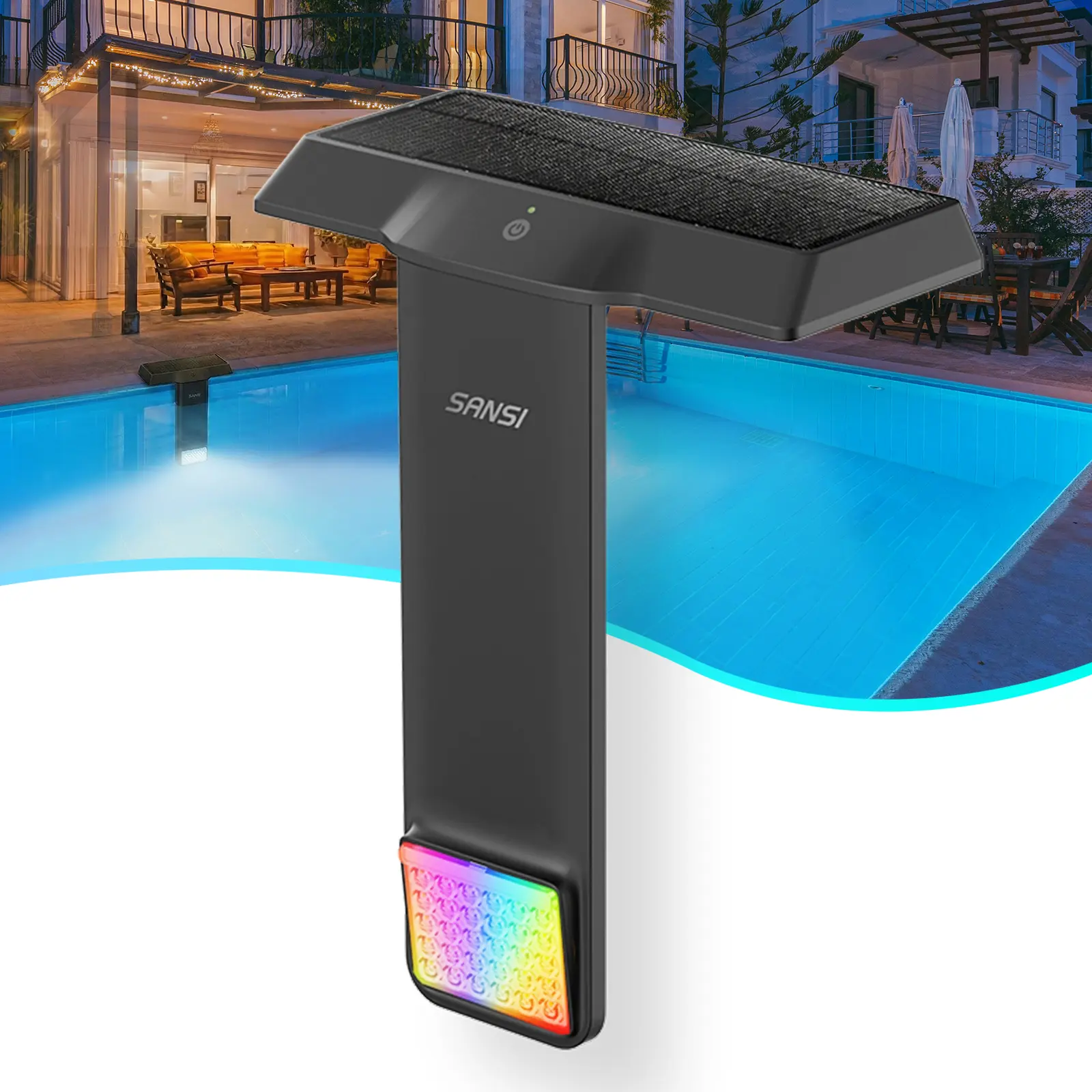 SANSI Solar Poolside RGB Light with Remote, Rechargeable  Waterproof Submersible Pool Light for Inground & Above Ground Pools – Enhance Summer Pool Fun Father's Day Gift Ideas , Perfect Outdoor Decoration outdoorfun Summer Wins
