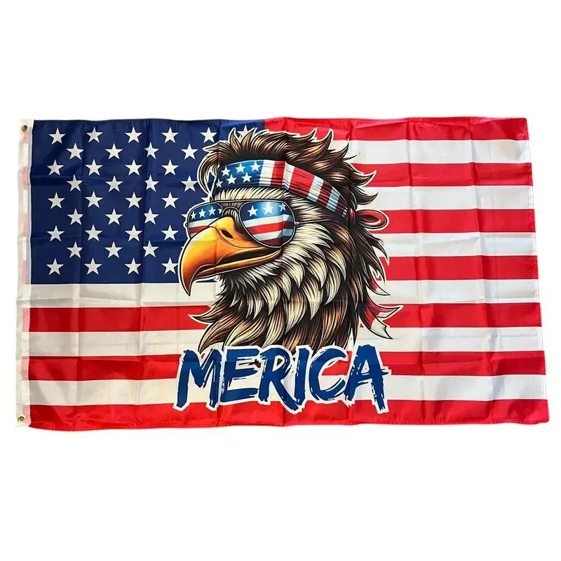 3x5 FT Polyester Playful Eagle-Focal Point Fabric Banner, Whimsical Garden Flag, Patriotic Home Festive Decor for Outdoor Events, Tailgates