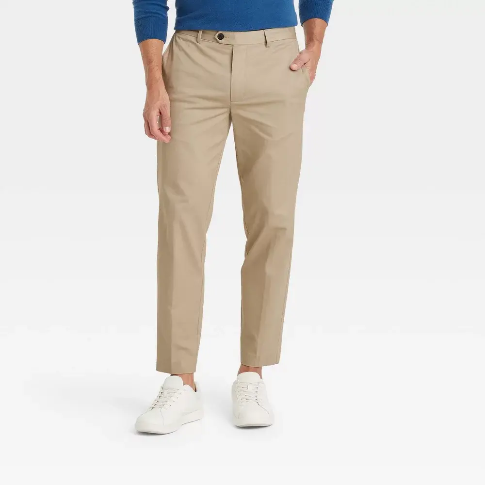 Men's Slim Fit Extended Tab Trousers - Goodfellow & Co, Zipper Closure, Spandex Fabric, Menswear Garment