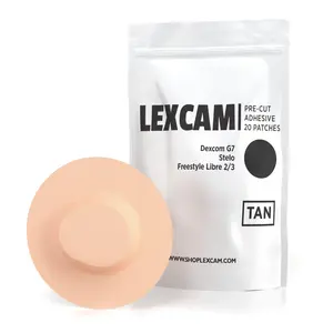 Adhesive Patches for Dexcom G7, Stelo & Freestyle Libre 2/3 – Waterproof, Hypoallergenic CGM Overpatches – Pre-Cut, Anti-Slip Patch Tape – Tan, 20 Patches