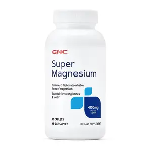 GNC Super Magnesium 400mg, 90 Caplets, Supports Strong Bones and Teeth, Healthcare Supplement