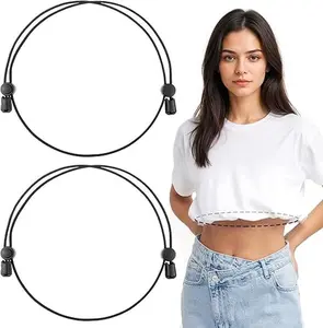 2 Pcs Shirt Tuck Band Women, Adjustable Crop Band for Tucking Shirts Belly Leaking Elastic Bands to Change The Style of Your Top Shirt Stays Belt for Women