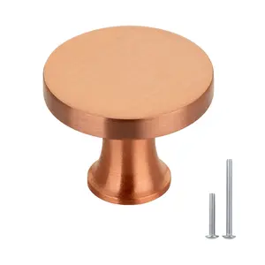 Akicon Copper Kitchen Cabinet Knobs 1-1/4 inch (32 mm) Diameter 100% Solid Brass Drawer Knob