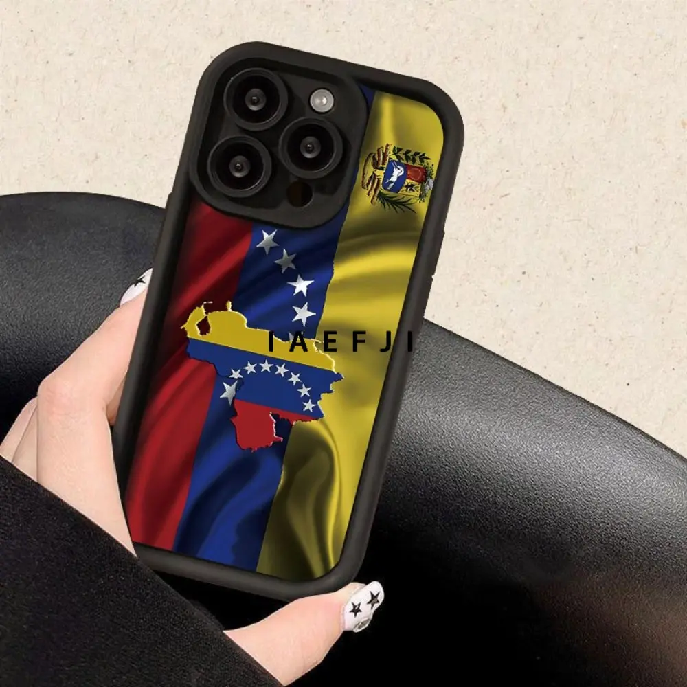 Venezuelan flag pattern, unique, new eye ladder mobile phone case, full body protection, anti-drop TPU soft rubber protective case, simple premium color, men and women black, for iPhone16promax, 16 15Pro 14PLUS 13 12Pro 11 Pro Max X XSMAX
