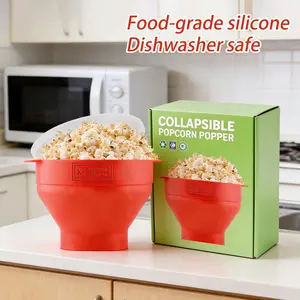 Silicone Popcorn Popper Microwave Popcorn Maker Bowl, Collapsible BPA-Free Reusable Popcorn Bowl for Kitchen Gadgets Home & Kitchen