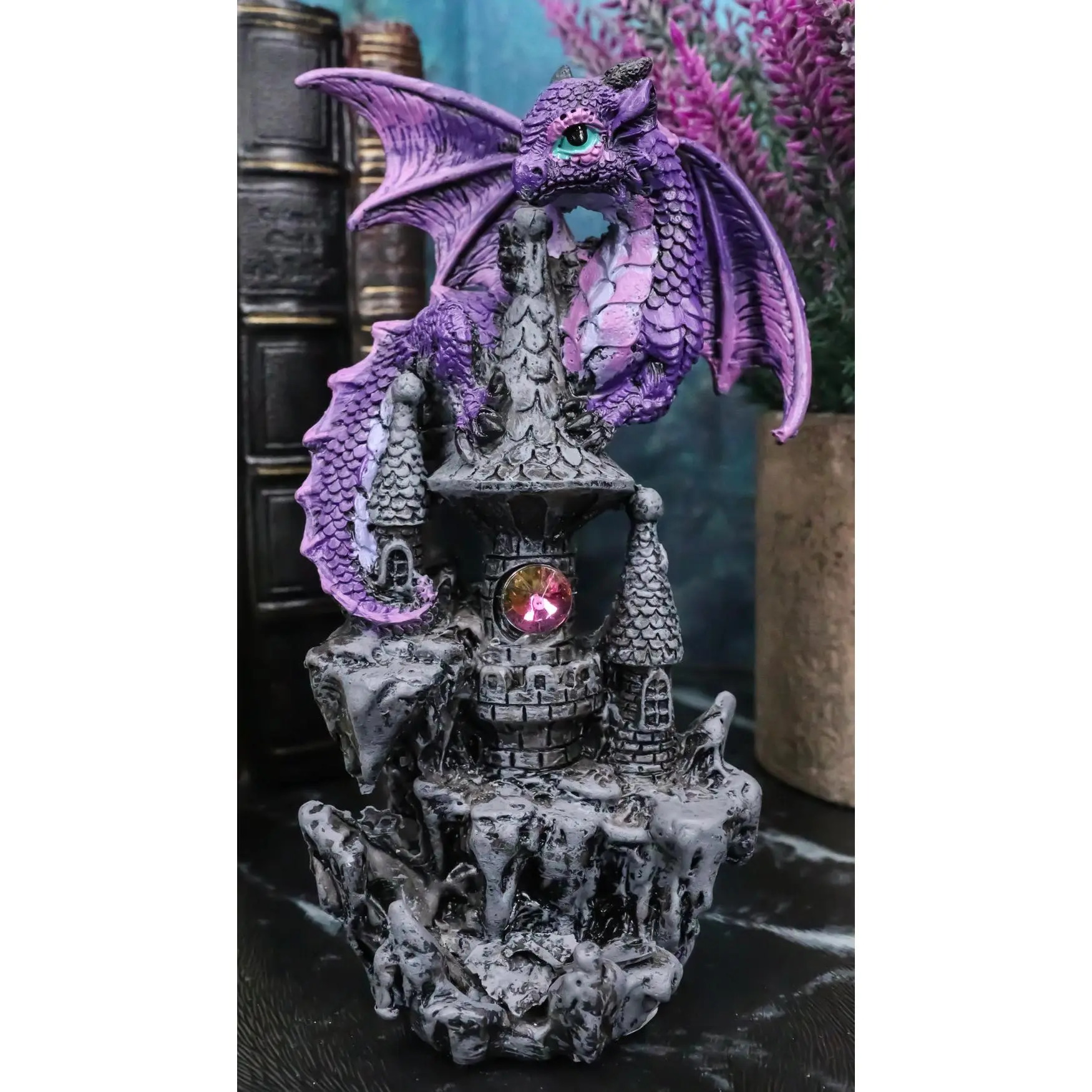 Resin Spyro Purple Twilight Dragon Figurine, 5"H Castle Top Statue for Home Decor