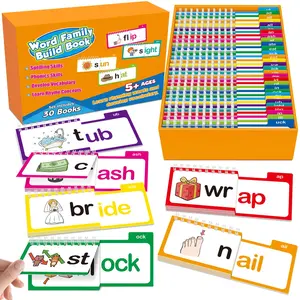 Kasfalci Original Design 30 Phonics Flashcards, Kids Educational Toys, Read & Rhyme Flip Books for Early Literacy Phonics Games, Thick Paper Smooth Page-Turning Colorful Tools for K-12, Gifts for Kids