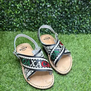 Oaxaca Authentic Leather Sandals huarache with Ethnic Embroidery and Adjustable Straps for Comfortable Wear