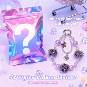 【CUCKOO DIY BLIND BAG Live Curated Picks】Advanced Heavy Industry Crystal DIY Phone Chain, 72 different styles, various color schemes, with light variation, luminous beads, INS style, travel shopping anti loss pendant