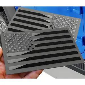Metal American Flag Emblem Decal,Black American Flag Decal,for Car, Truck or SUV,5"x3"(1 Pair) (Black)