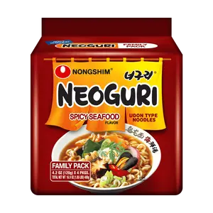 Nongshim Neoguri Spicy Seafood Udon Noodles 4-Pack (480g) - Jungkook BTS "Same" Instant Ramen, Authentic Korean Flavor