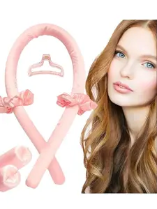 Heatless Curling Set - No Heat Silk Ribbon Hair Roller with Hair Claw Clip for Sleep-in Overnight Styling