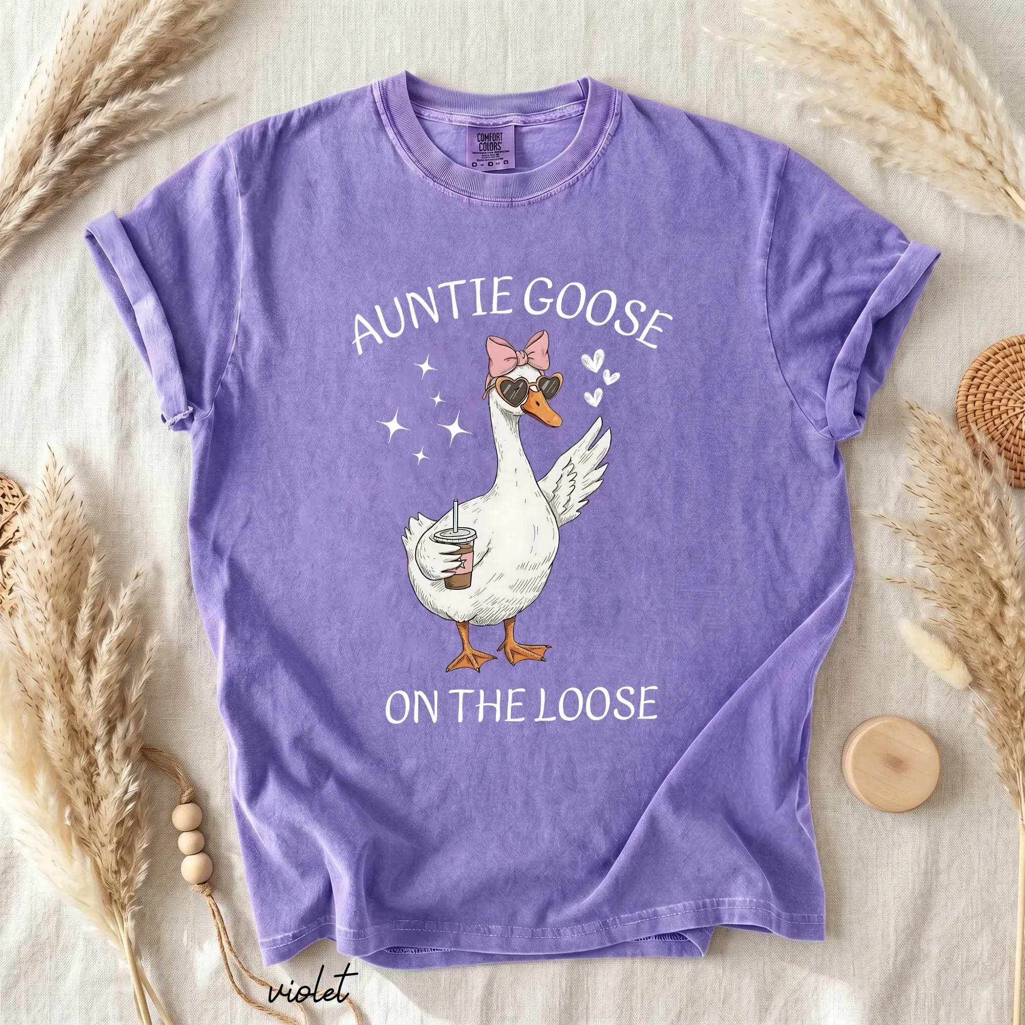 Comfort Colors Auntie Goose On The Loose Shirt, Funny Aunt Goose Tee, Cute Goose Graphic Shirt, Auntie Gift Tee, Farm Animal Lover Shirt