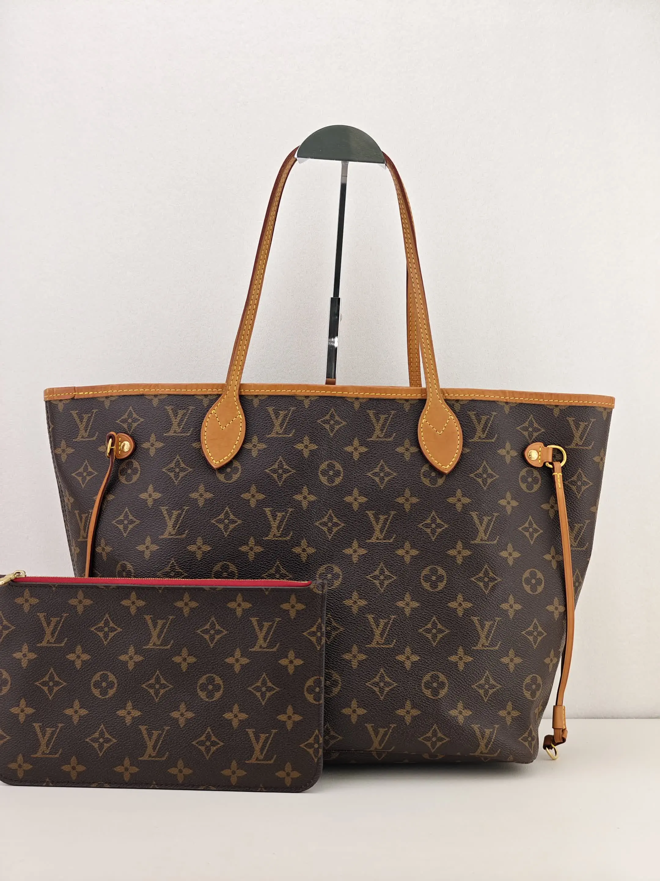 Pre-owned PVC coated canvas Shoulder bags LV Neverfull MM Monogram Canvas Tote Bag With matching pouch【SD1159】