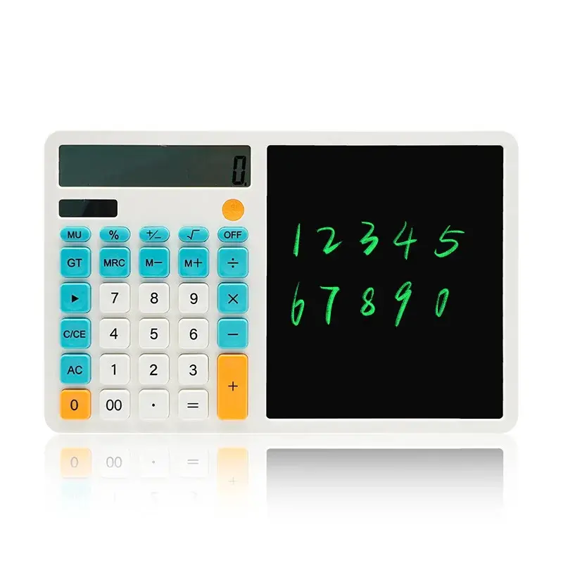 13-inch Solar-Powered Scientific Calculator with LCD Writing Pad, Notepad, Drawing Function – Educational Math Toy for Children, Includes CR2025 Batteries & Cells