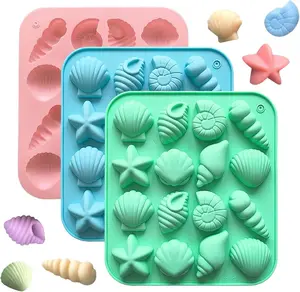 3 count Seashell   Molds,  Themed Cake Baking Molds for  Candy Fondant Cupcake Cookie Dessert DIY Cake Decoration Suppies