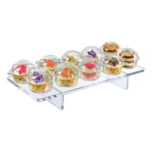 Azar Displays Clear Acrylic 22"W x 10"D x 3"H 1/2" Thick Deluxe Riser w/ Bumpers
