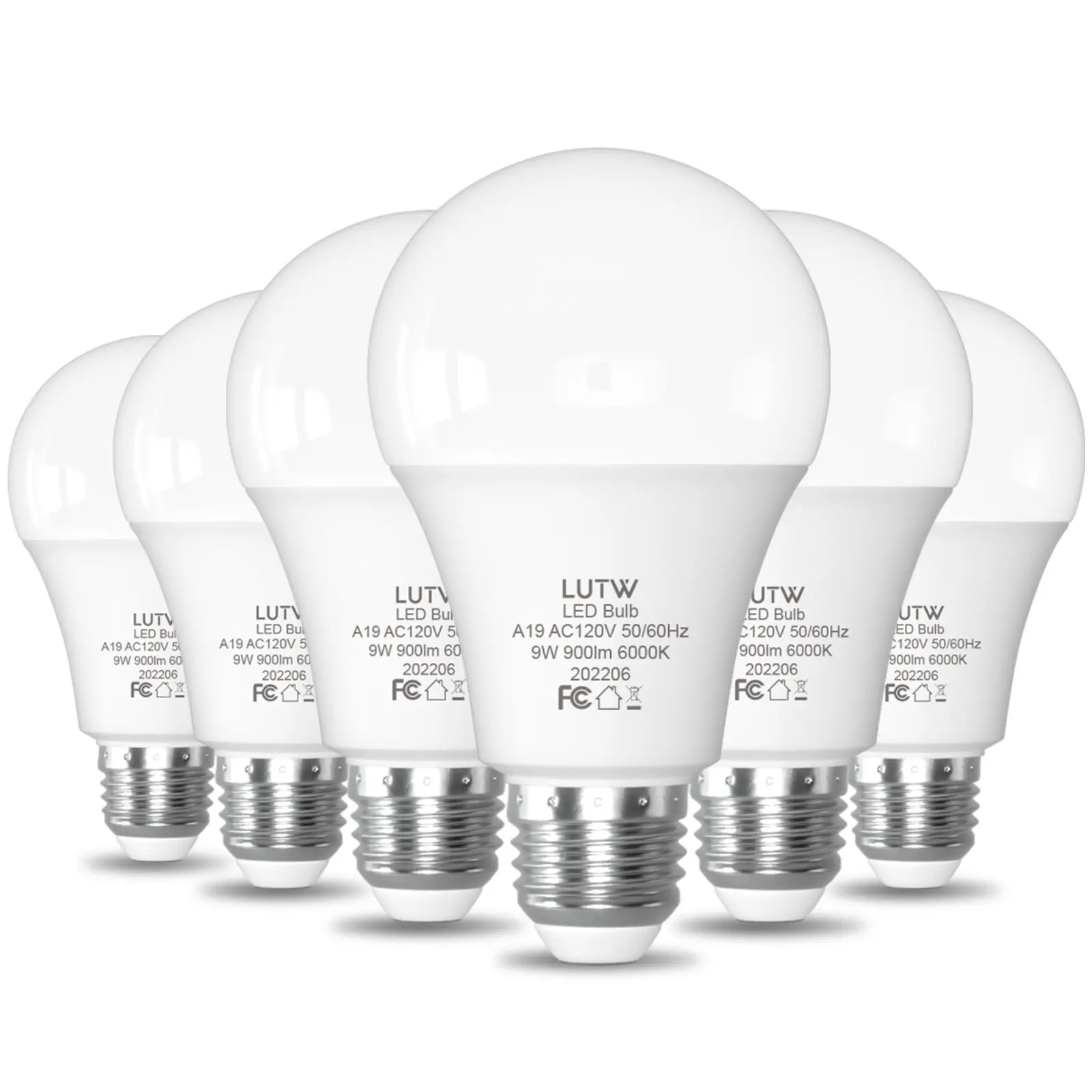 A19 LED Light Bulbs, 6-Pack E26 Base Non-Dimmable LED Bulbs Included, 9W (60W Equivalent) 900 Lumen, 2700K Warm White-6000K Cool White Replacement Bulbs