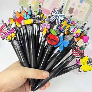 20/30pcs Creative Teacher's Day School Theme Retractable Ballpoint Pens, Campus Design Back-To-School Office Stationery Supplies, Party Gifts, Pen Set