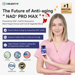 HIILEATHY NAD+ Pro Max - 300mg NAD+ CoQ10 Resveratrol with Black Pepper Extract & Fruit-Vegetable Blend for Energy Brain Support Anti-Aging