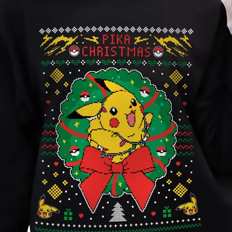 pikachu pixel merry christmas unisex 90s graphic tees sweatshirt hoodie saltburn