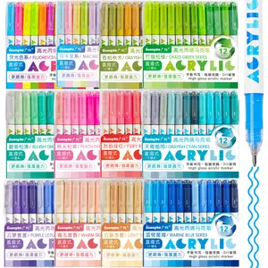 High Gloss Acrylic Markers,1mm  Bullet Nib Acrylic Paint Pens,Bright Colors,Big Capacity ink,For Rock Painting,Canvas,Wood,Glass,Ceramic,Fabric,Plastic,Egg,Art Painting Supplies Kit