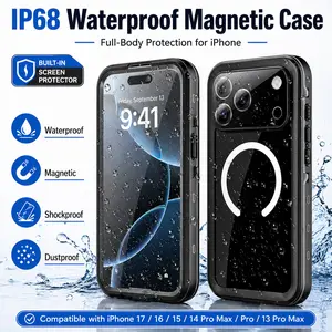 IP68 Waterproof Magnetic iPhone Case for iPhone 17/16/15/14/13 Series, MagSafe Compatible Full Body Rugged Phone Cover, Dustproof Shockproof Protector for Beach & Outdoor