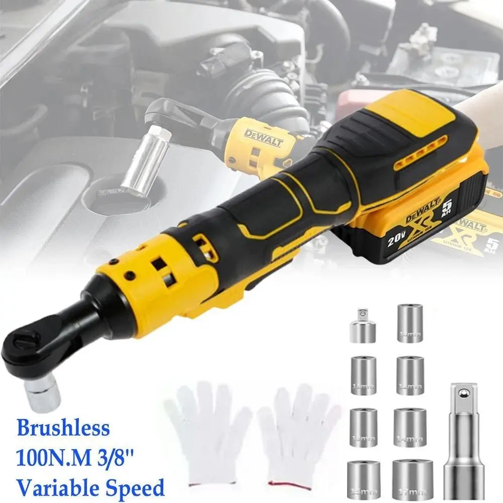 Brushless Cordless Electric Ratchet Wrench 3/8" for Dewalt 20V Li-Ion Battery US High Torque Tool