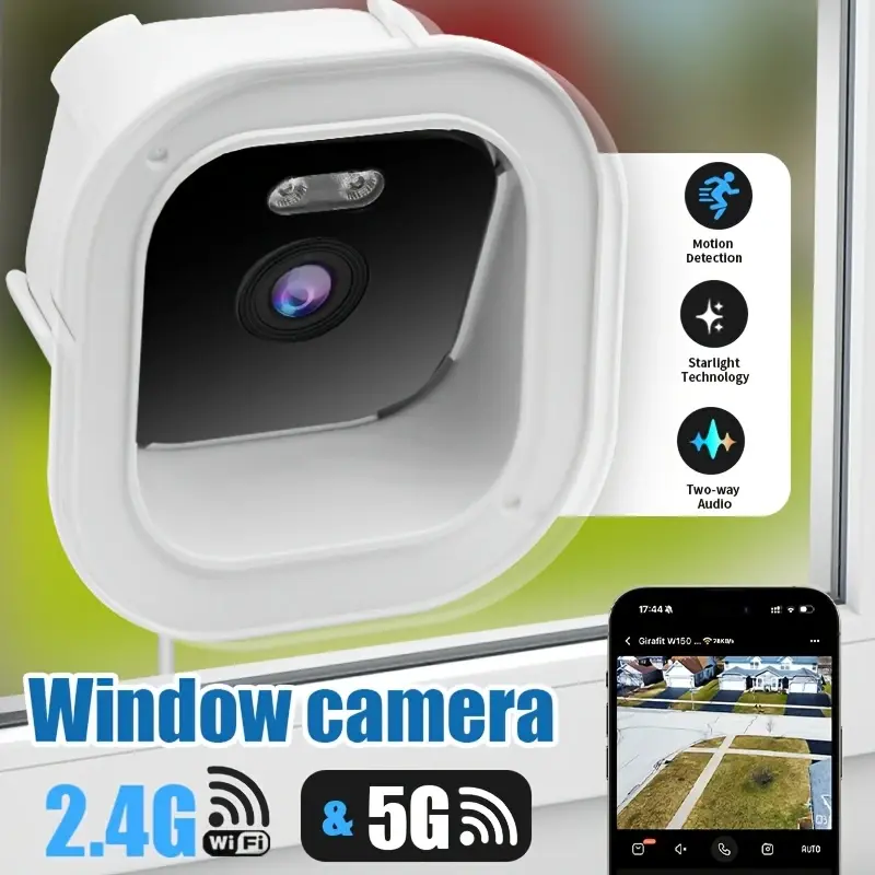 Window Monitor, 2K WiFi 5G Dual-Band Pet Monitoring System, AI Enhanced Color Night Vision, Two-Way Voice Call, Anti-Glare and Reflective, with HDR, Motion Detection